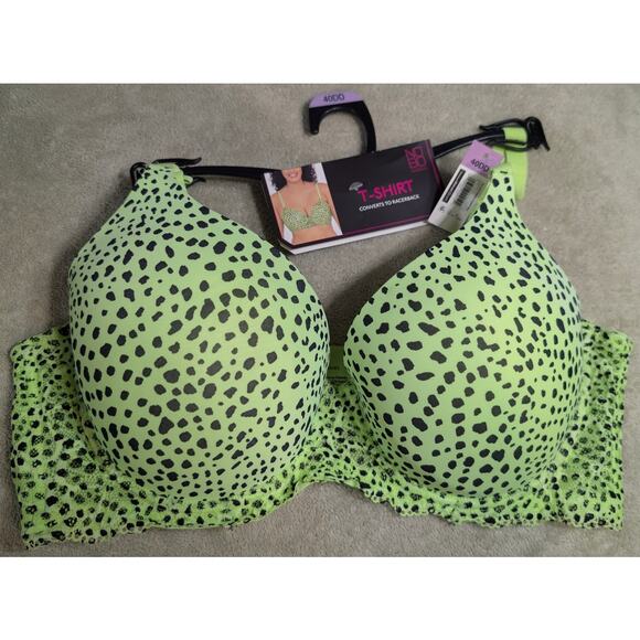 Secret Treasures TShirt Bra PLus Size 40 DD 40DD Underwire Neon Green Leopard - Picture 1 of 3